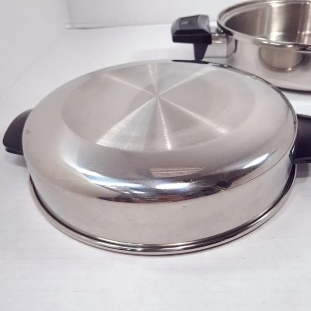 Kitchen Queen Frying Pan skillet with dome Lid 5‎ ply multi-core stainless steel